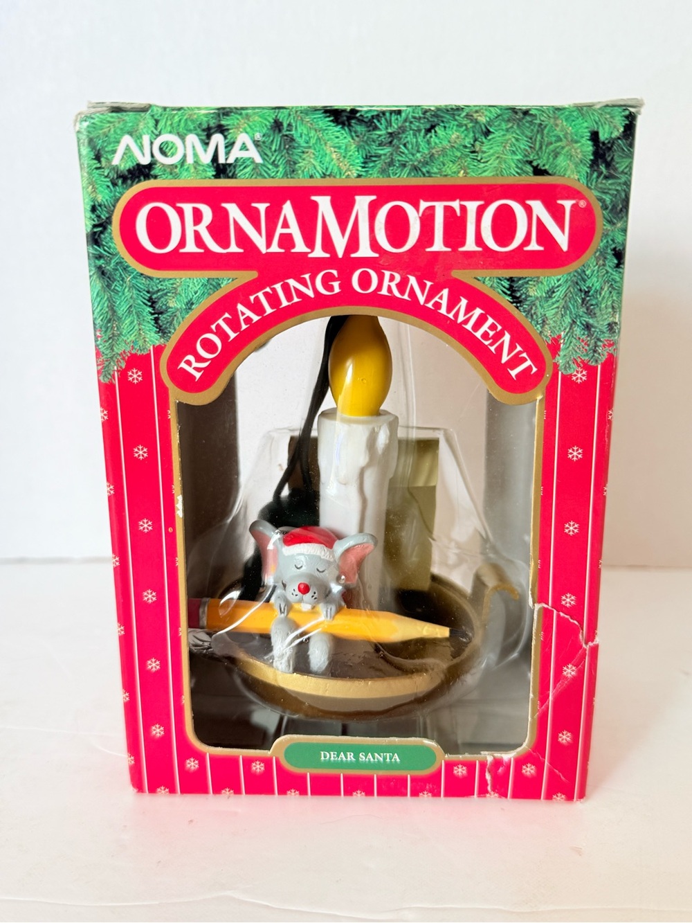 NOMA Ornamotion Rotating Christmas Ornament with motor 1994 Mouse Candle Stick